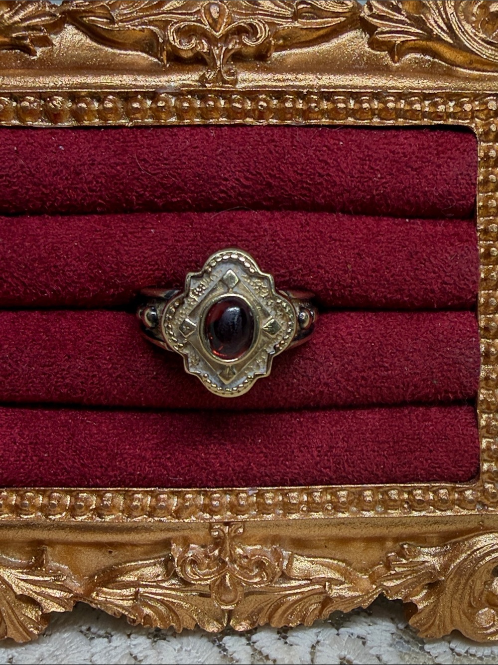 Rare Gerochristo Cyclades Faith Navigation Ruby 10K Vermeil Ring Sz 4.5